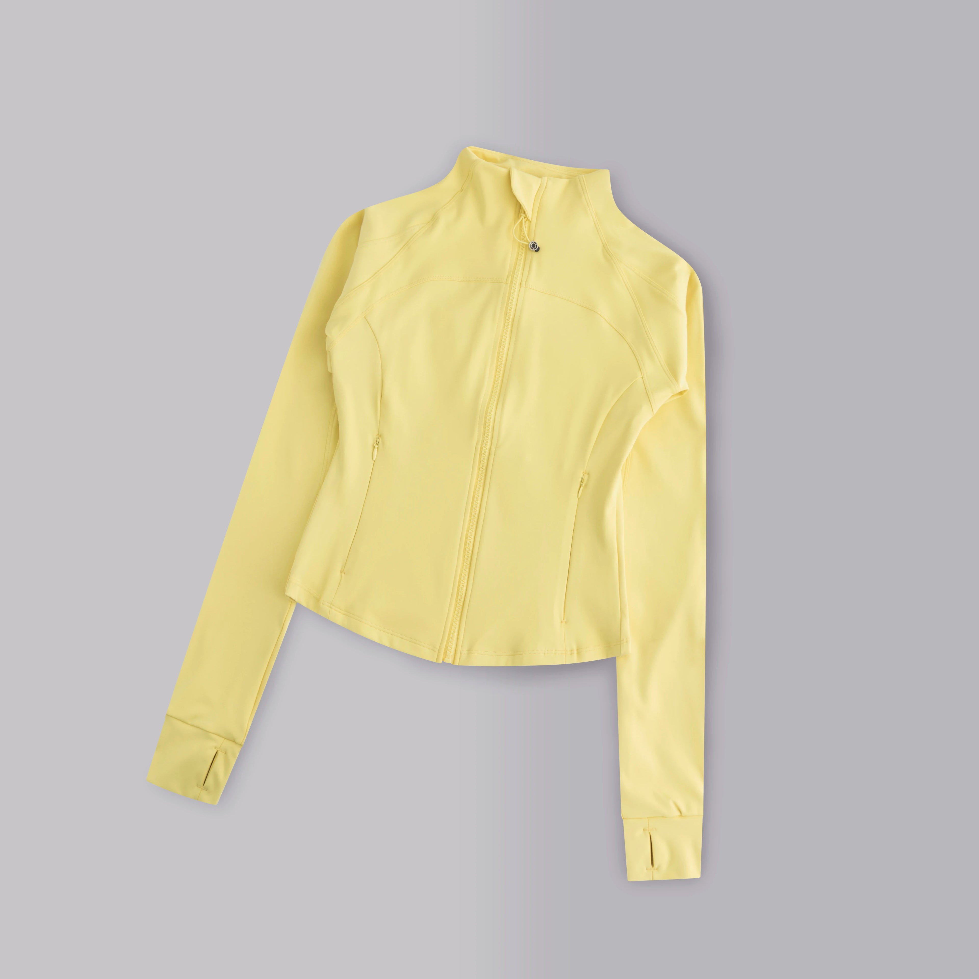 Gym Women's Full Zipper Yoga Top With Thumbholes Fitness Running Jacket Stretch Fit Long Sleeve Round Neck Top Sportswear